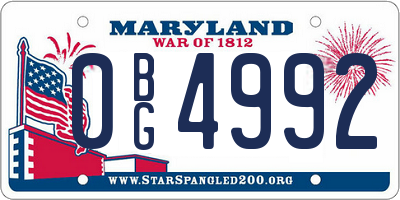 MD license plate 0BG4992