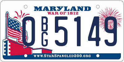 MD license plate 0BG5149