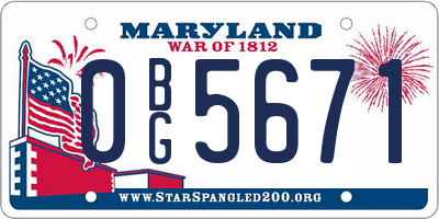 MD license plate 0BG5671