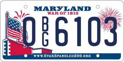 MD license plate 0BG6103