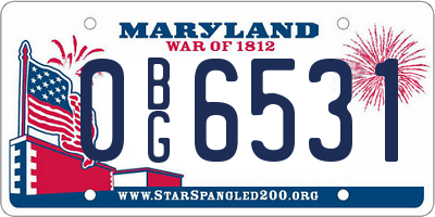 MD license plate 0BG6531