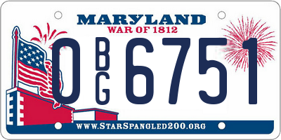 MD license plate 0BG6751