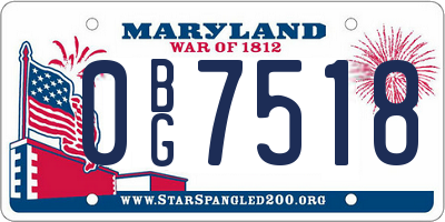 MD license plate 0BG7518