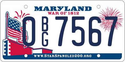 MD license plate 0BG7567