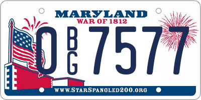 MD license plate 0BG7577