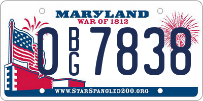 MD license plate 0BG7838