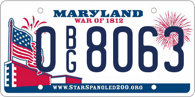 MD license plate 0BG8063
