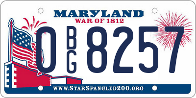 MD license plate 0BG8257