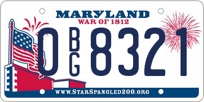 MD license plate 0BG8321