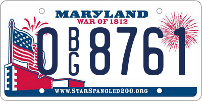 MD license plate 0BG8761