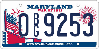 MD license plate 0BG9253