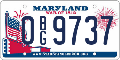 MD license plate 0BG9737