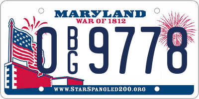 MD license plate 0BG9778