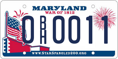 MD license plate 0BH0011