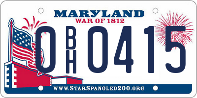 MD license plate 0BH0415