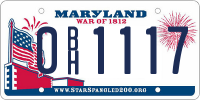 MD license plate 0BH1117