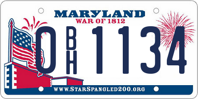MD license plate 0BH1134
