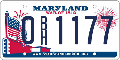 MD license plate 0BH1177