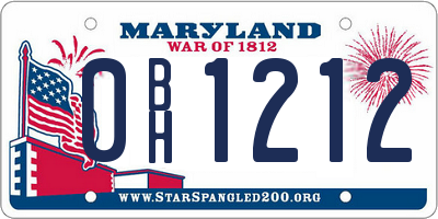 MD license plate 0BH1212