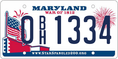 MD license plate 0BH1334