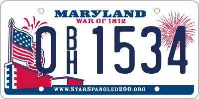 MD license plate 0BH1534