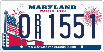 MD license plate 0BH1551