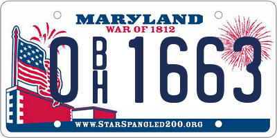 MD license plate 0BH1663