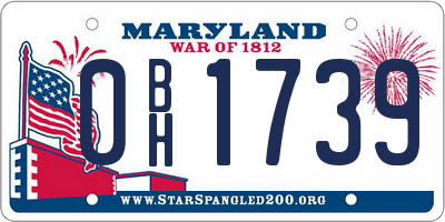 MD license plate 0BH1739