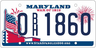MD license plate 0BH1860