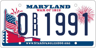 MD license plate 0BH1991