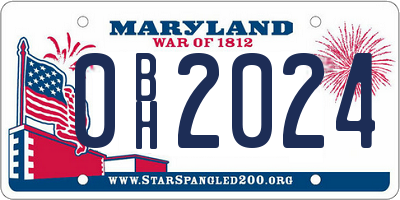 MD license plate 0BH2024