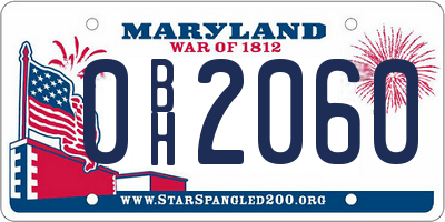 MD license plate 0BH2060