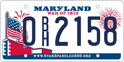 MD license plate 0BH2158