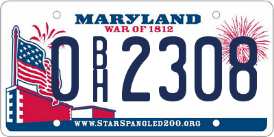 MD license plate 0BH2308