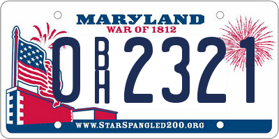 MD license plate 0BH2321