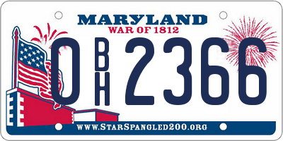 MD license plate 0BH2366