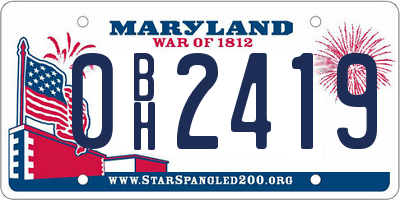 MD license plate 0BH2419