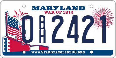 MD license plate 0BH2421