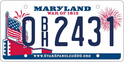 MD license plate 0BH2431