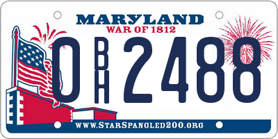MD license plate 0BH2488