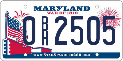 MD license plate 0BH2505