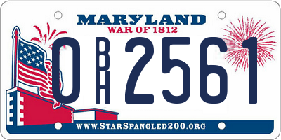 MD license plate 0BH2561