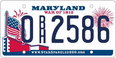 MD license plate 0BH2586