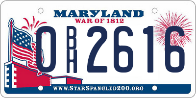 MD license plate 0BH2616