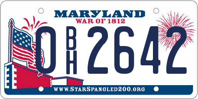 MD license plate 0BH2642