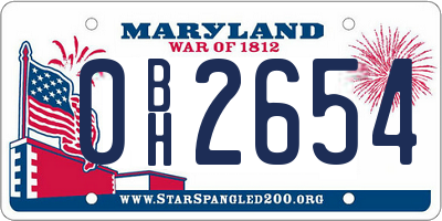 MD license plate 0BH2654