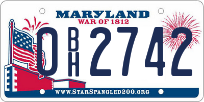 MD license plate 0BH2742