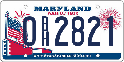 MD license plate 0BH2821