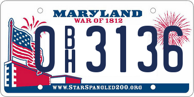 MD license plate 0BH3136