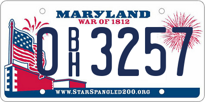 MD license plate 0BH3257